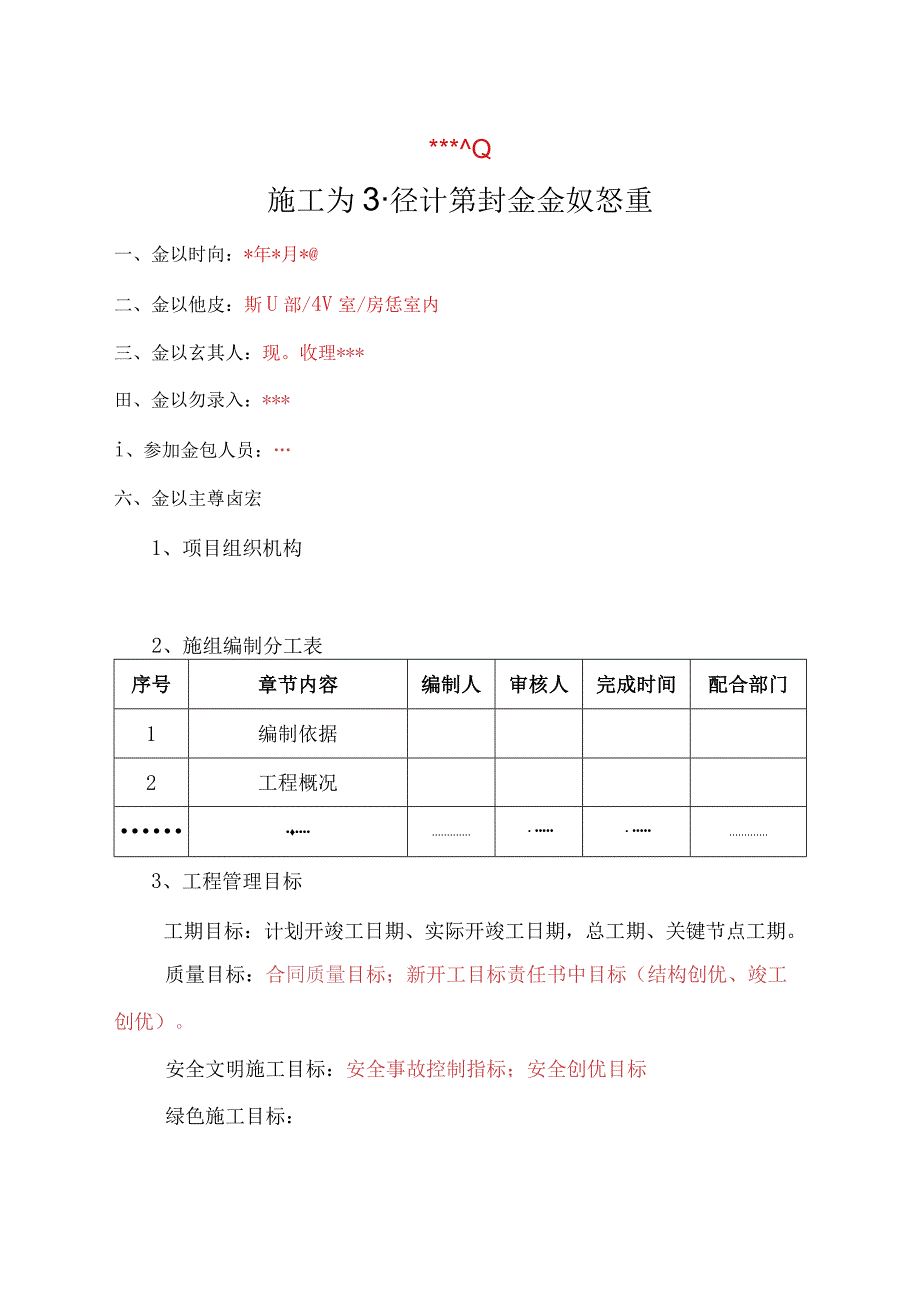 项目级施工组织设计策划会议纪要标准大纲.docx_第1页