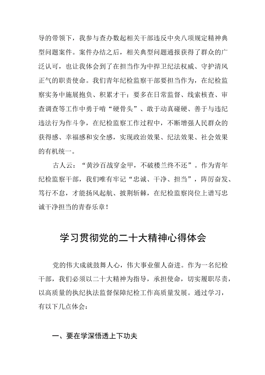 2023纪检干部学习贯彻党的二十大精神心得体会交流发言稿(十五篇).docx_第3页