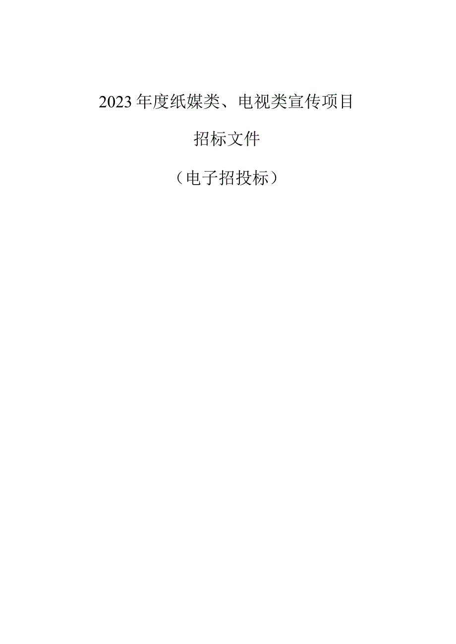 2023纸媒类、电视类宣传项目 采购文件招标文件.docx_第1页