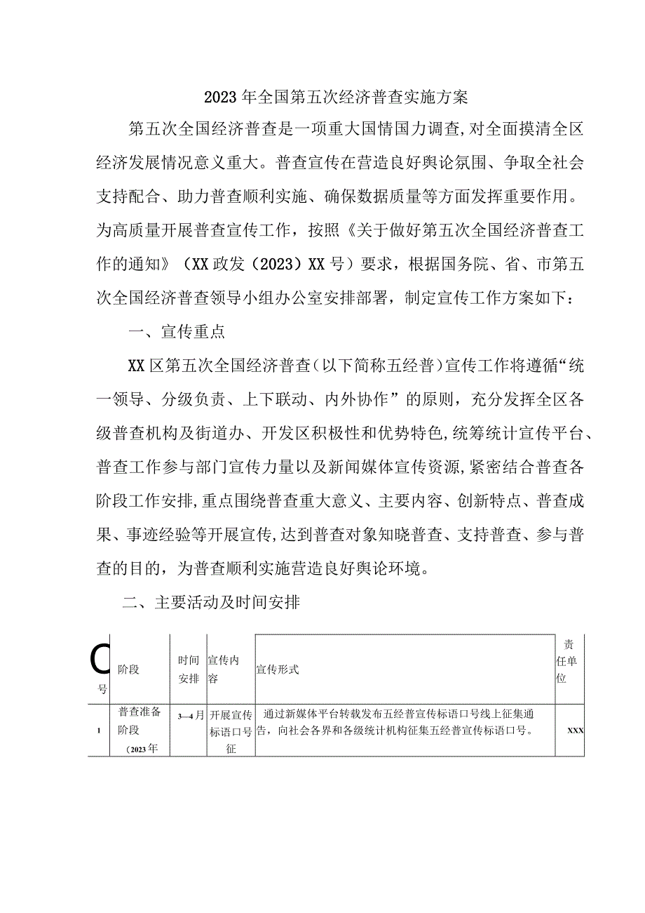 2023年全区开展全国第五次经济普查专项实施方案 5份.docx_第1页