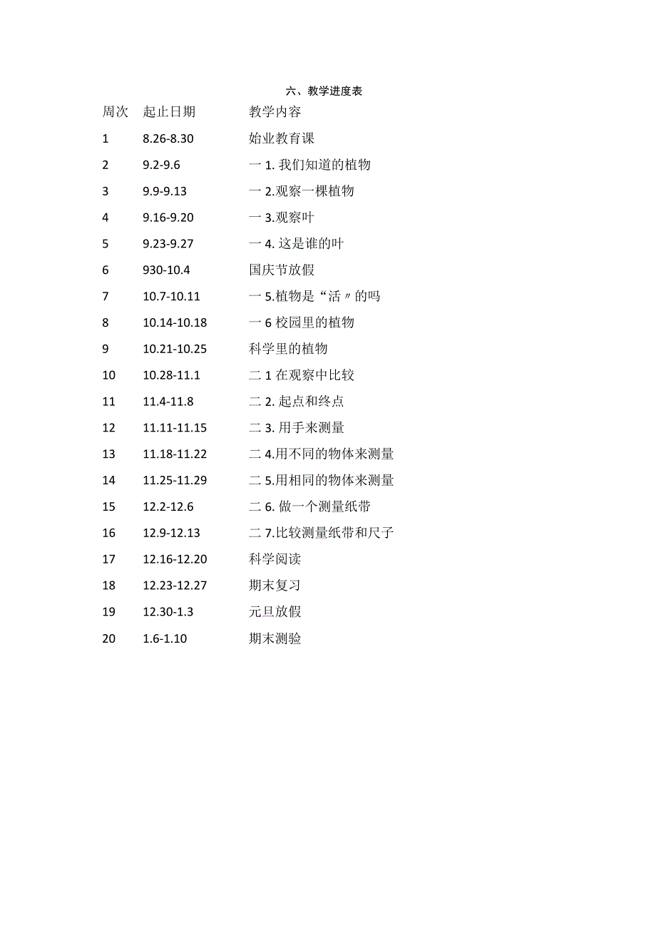 2023教科版（2017）科学一年级上册教学计划.docx_第2页