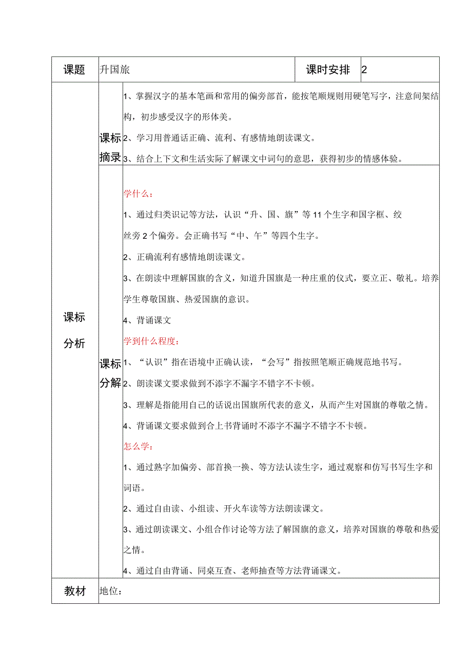 10升国旗 教案(表格式).docx_第1页