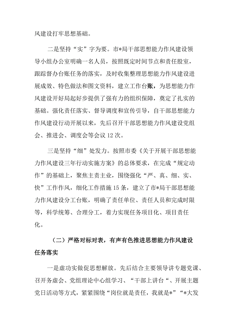 2023年干部思想能力作风建设工作开展情况报告范文.docx_第2页