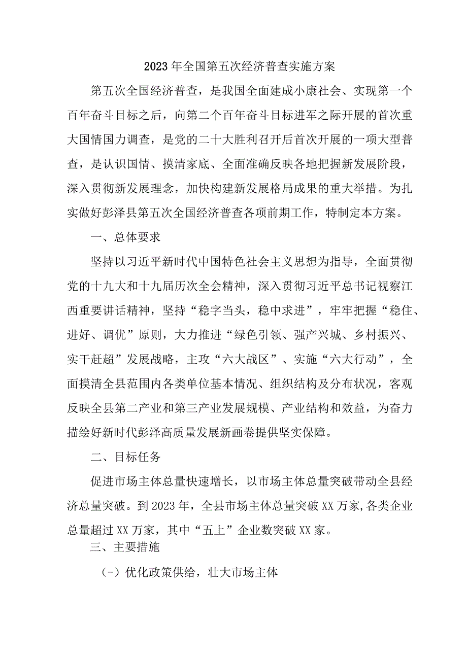 2023年央企开展全国第五次经济普查专项实施方案 （精编3份）.docx_第1页