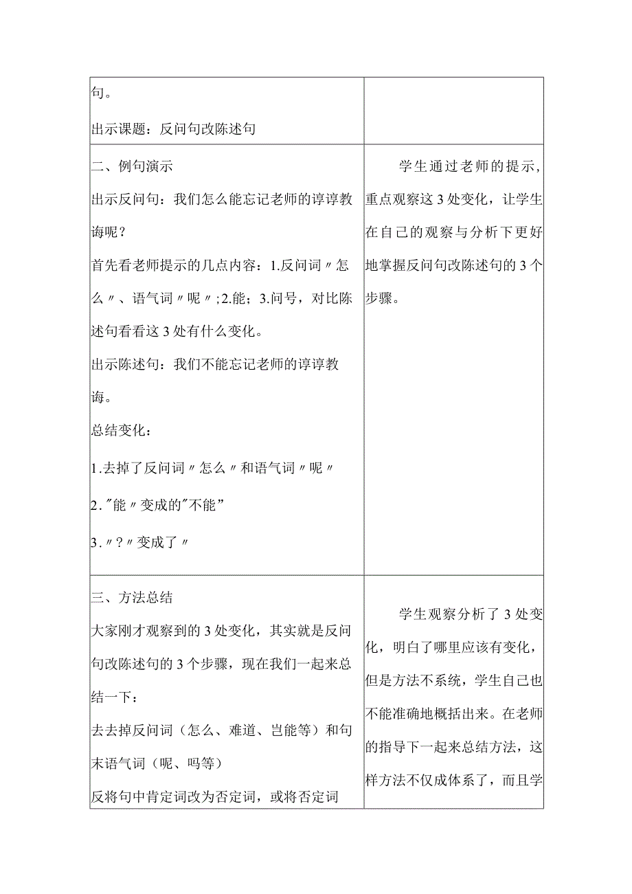 12 寓言二则 （第二课时）反问句改陈述句（教学设计） （表格式）.docx_第2页