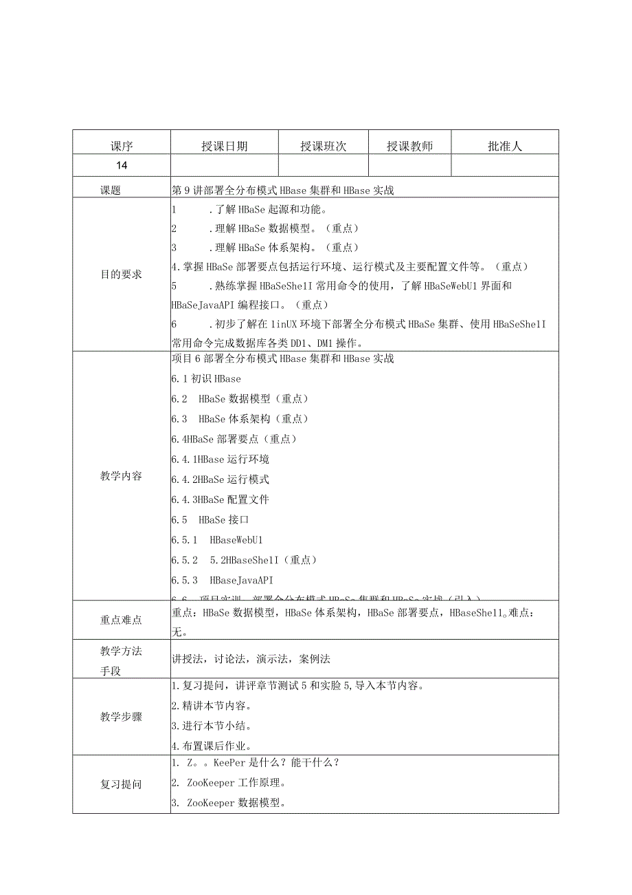 Hadoop技术与应用 教案 实验5--10 部署ZooKeeper集群和ZooKeeper实战--- 部署Kafka集群和Kafka实战.docx_第2页