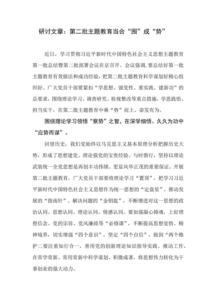 2023年开展第二批主题教育研讨发言心得感悟5篇.docx_第2页