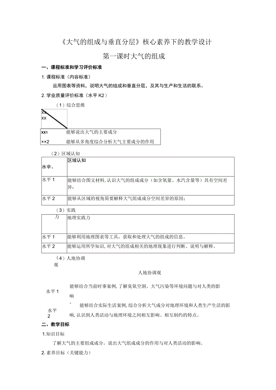 2.1大气的组成和垂直分层上教学设计.docx_第1页