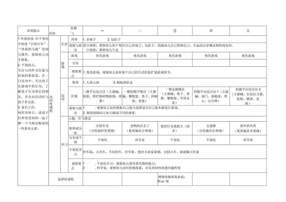 XX实验幼儿园中三班第七周计划 在马路边（反思）.docx_第1页