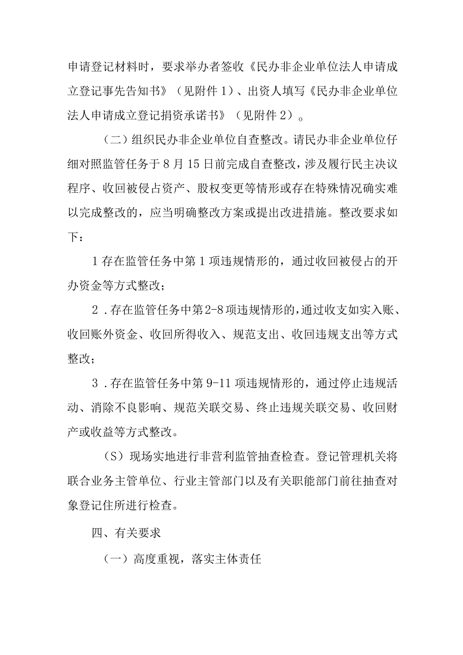 XX市民政局关于开展民办非企业单位非营利监管专项行动实施方案.docx_第3页