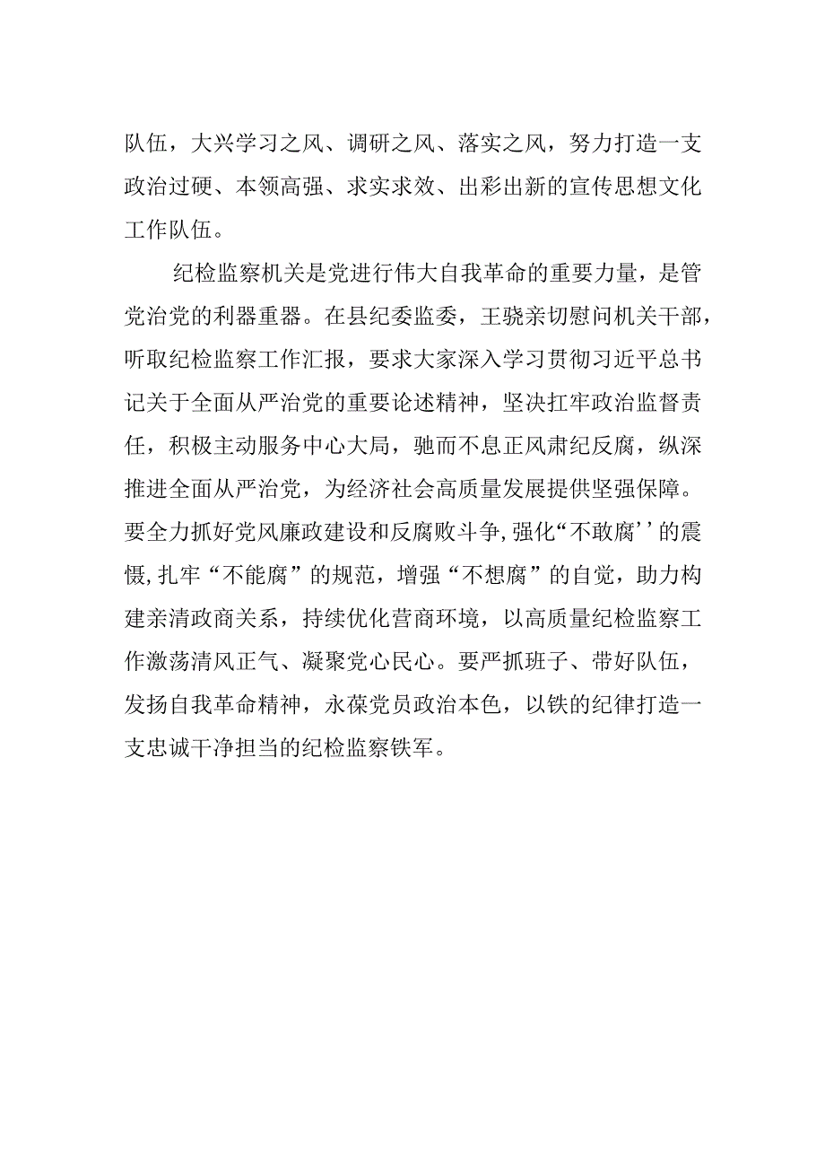 【宣传思想文化工作】王骁调研指导宣传思想文化和纪检监察工作.docx_第2页