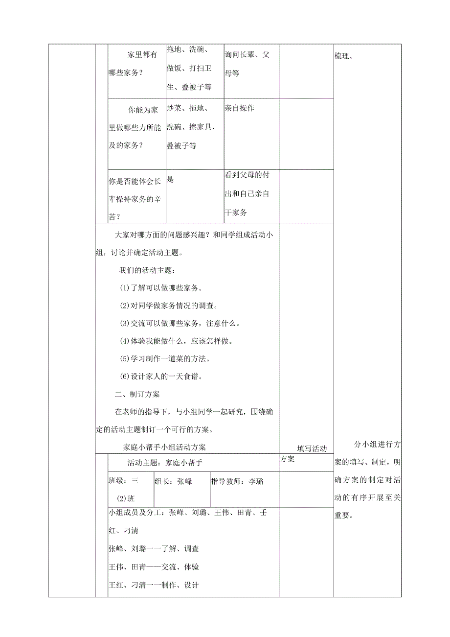 【桂科版】《综合实践活动》四上 第1课《小鬼当家·家庭小帮手》教案.docx_第2页