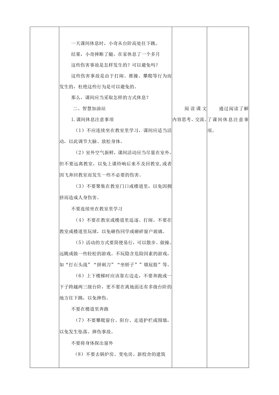 【沪科+黔科版】《综合实践活动》三上 注意校园安全 第一课《课间休息讲安全》教案.docx_第2页