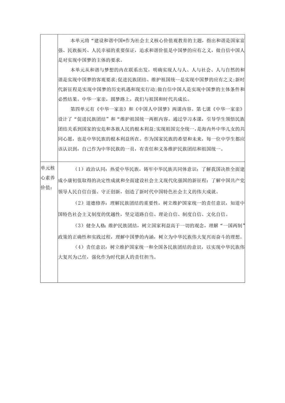 【大单元教学设计】道德与法治九上第四单元《和谐与梦想》单元规划.docx_第2页