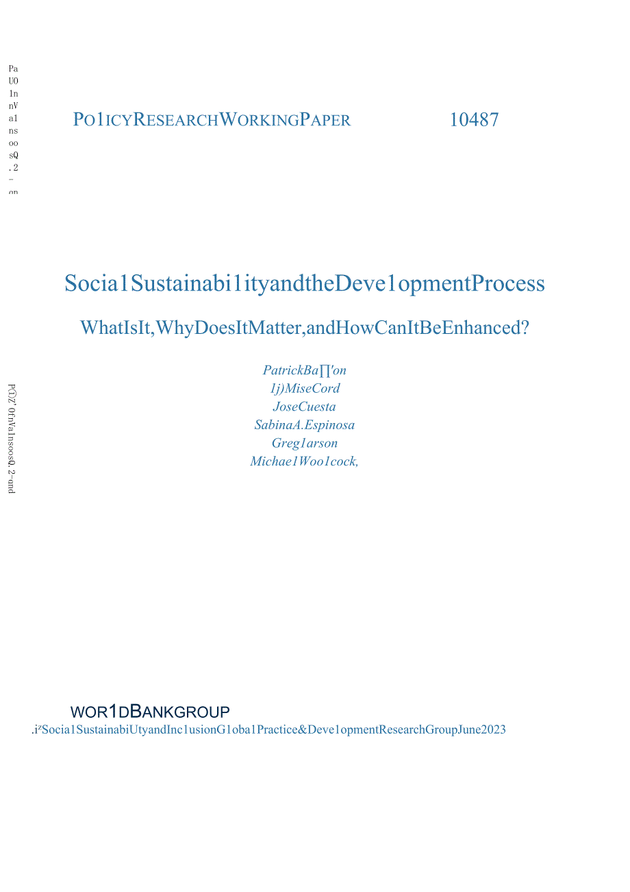 【行业研报】世界银行-社会可持续性与发展进程：它是什么为什么重要以及如何增强它？（英）-2023.docx_第1页