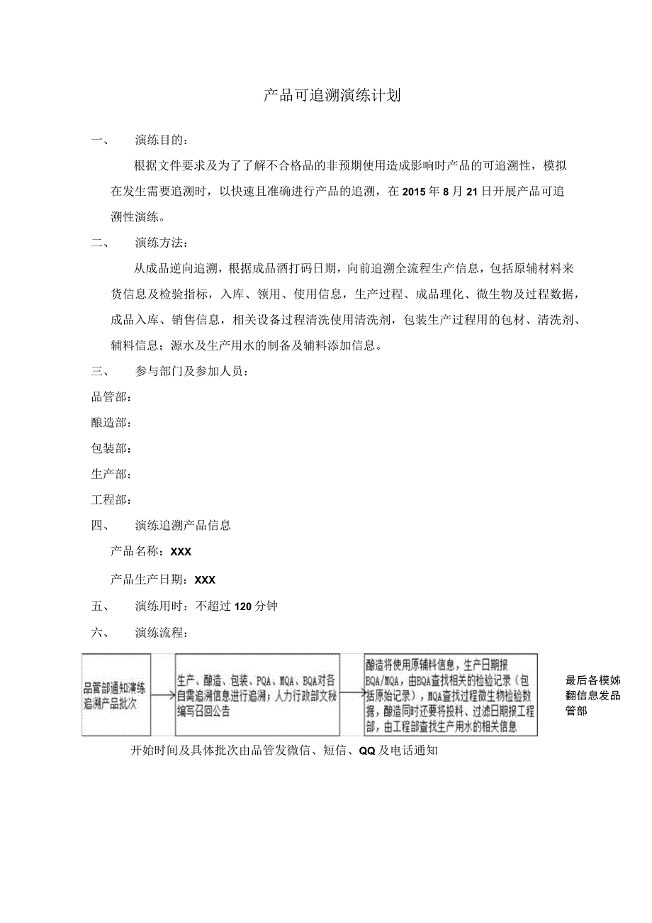 产品可追溯演练计划.docx_第1页