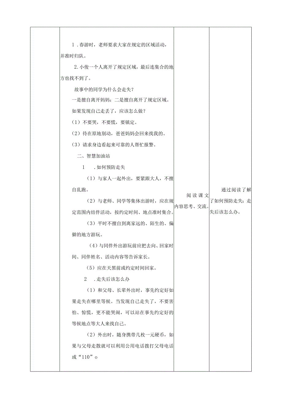 【沪科+黔科版】《综合实践活动》三上 聚焦假日安全 第一课《外出游玩防走失》教案.docx_第2页