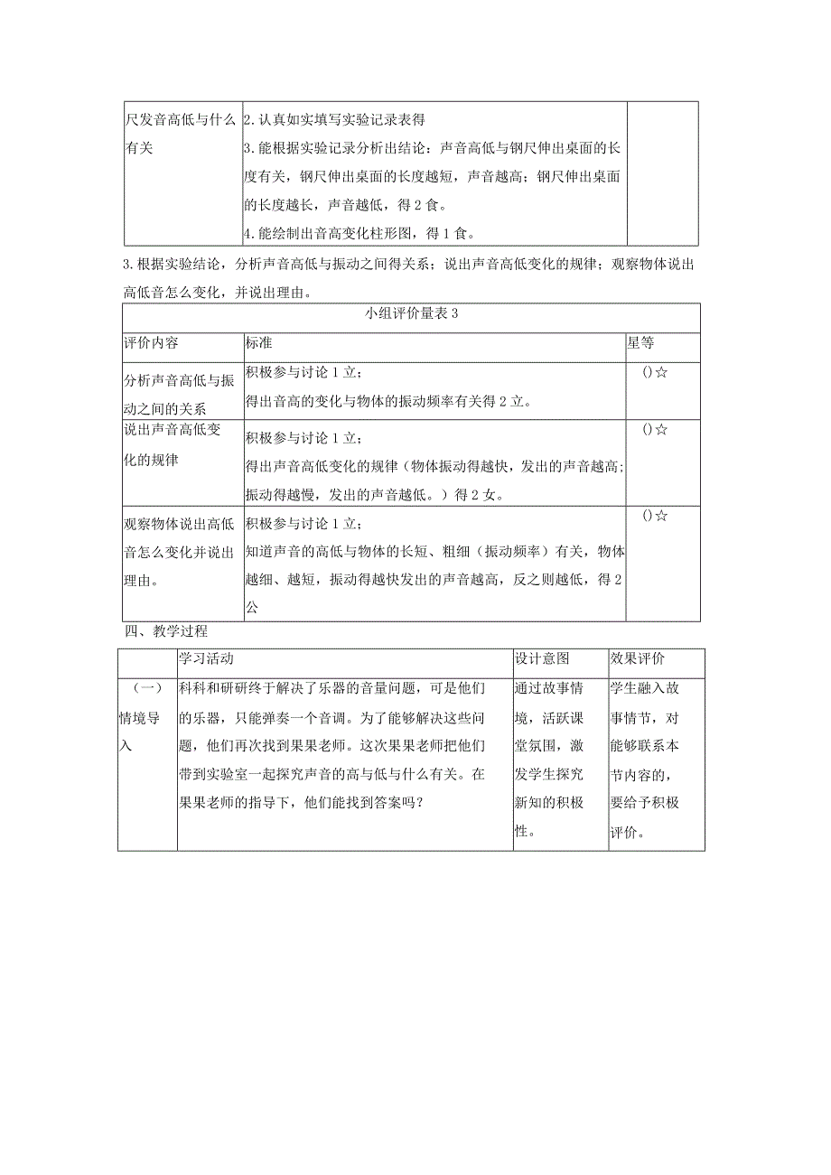 【大单元整体教学】教科版科学四上第一单元《声音》第6课 声音的高与低 课时教案.docx_第2页