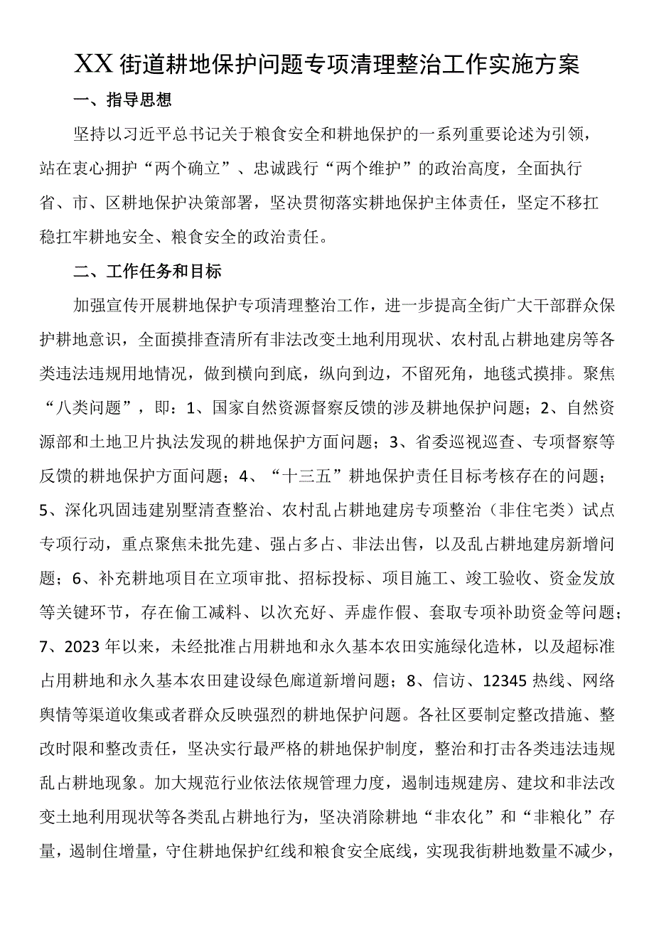 耕地保护问题专项清理整治工作实施方案.docx_第1页