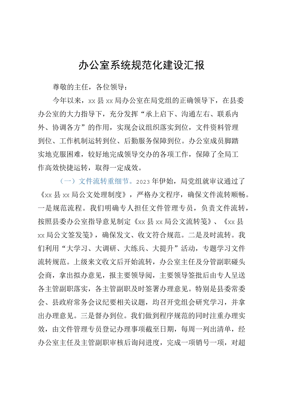 办公室系统规范化建设汇报.docx_第1页