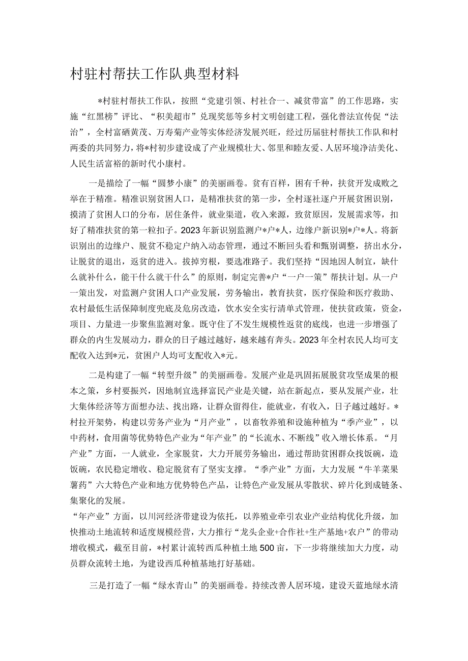 村驻村帮扶工作队典型材料(1).docx_第1页