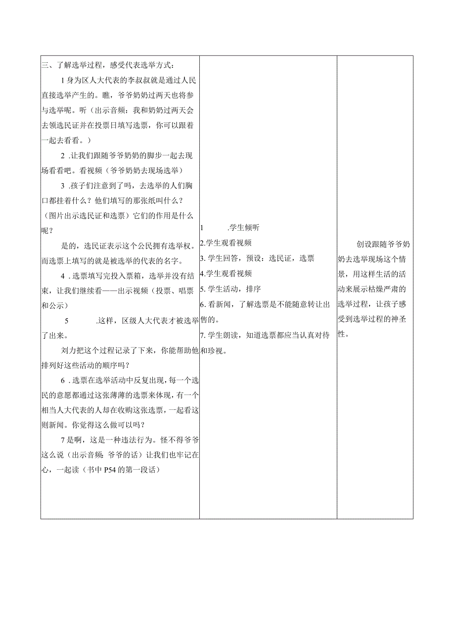 部编版六年级道德与法治上册第6课《人大代表为人民》第一课时教案.docx_第3页