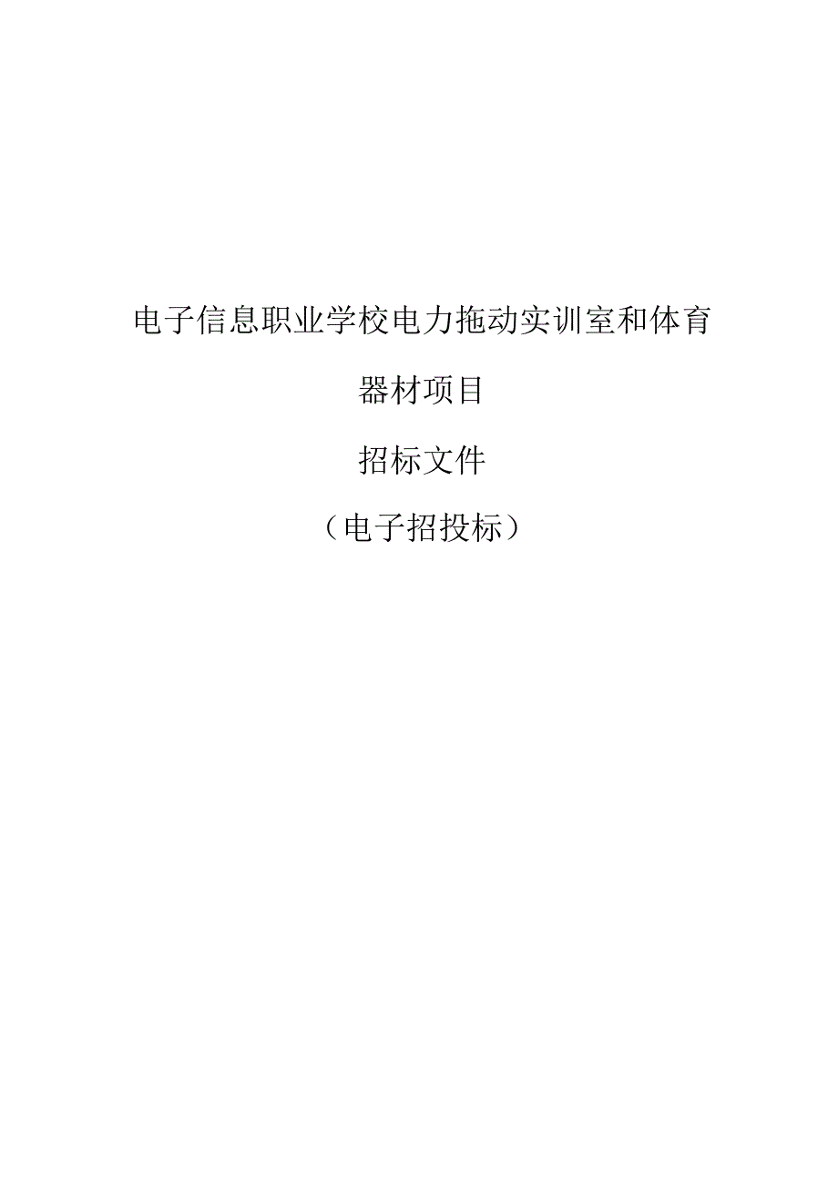 电子信息职业学校电力拖动实训室和体育器材项目招标文件.docx_第1页