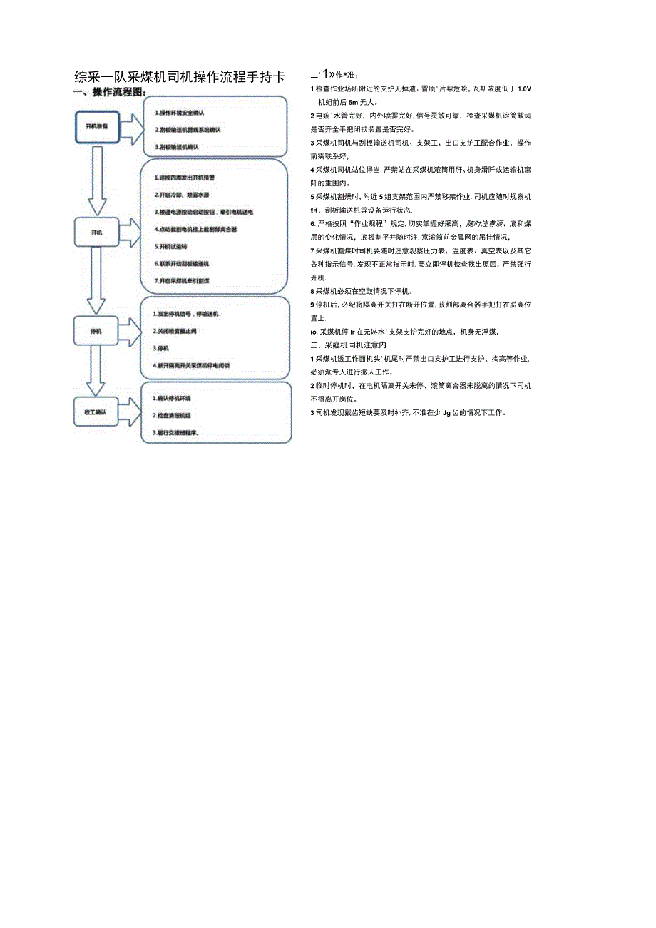 采煤机司机流程手持卡.docx_第1页