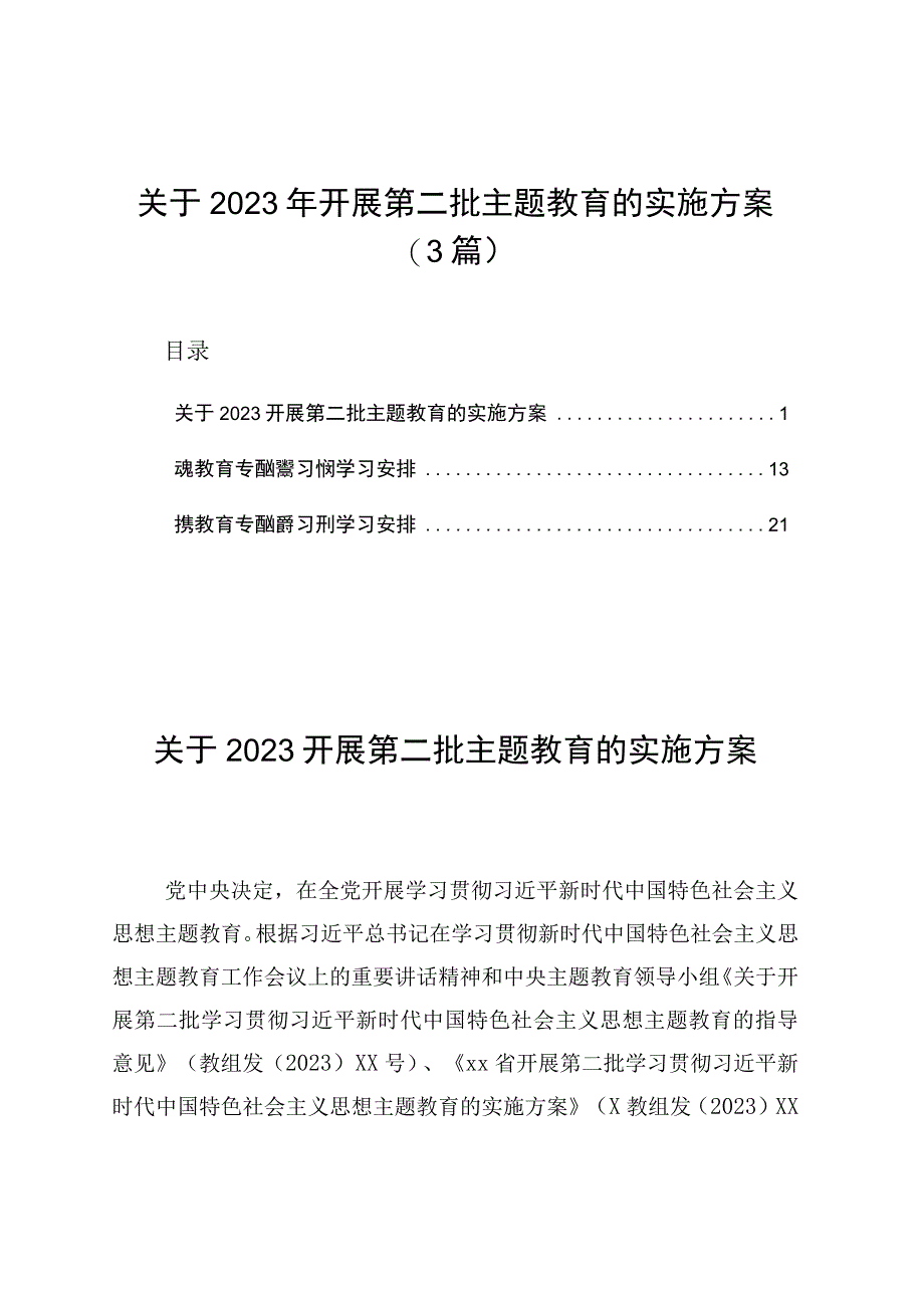 关于2023年开展第二批主题教育的实施方案（3篇）.docx_第1页