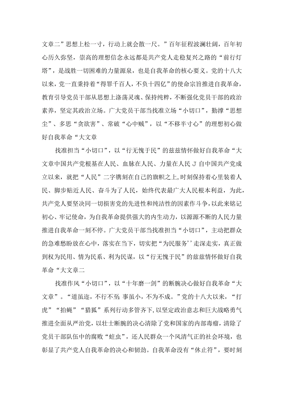 （8篇）2023《论党的自我革命》学习交流发言心得体会参考范文.docx_第3页