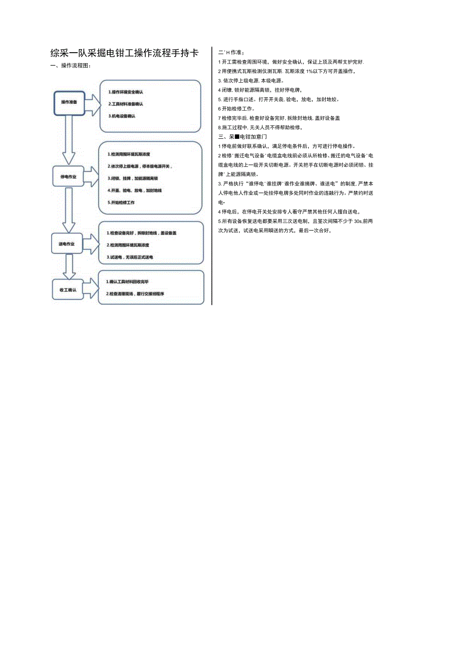 采掘电钳工流程手持卡.docx_第1页