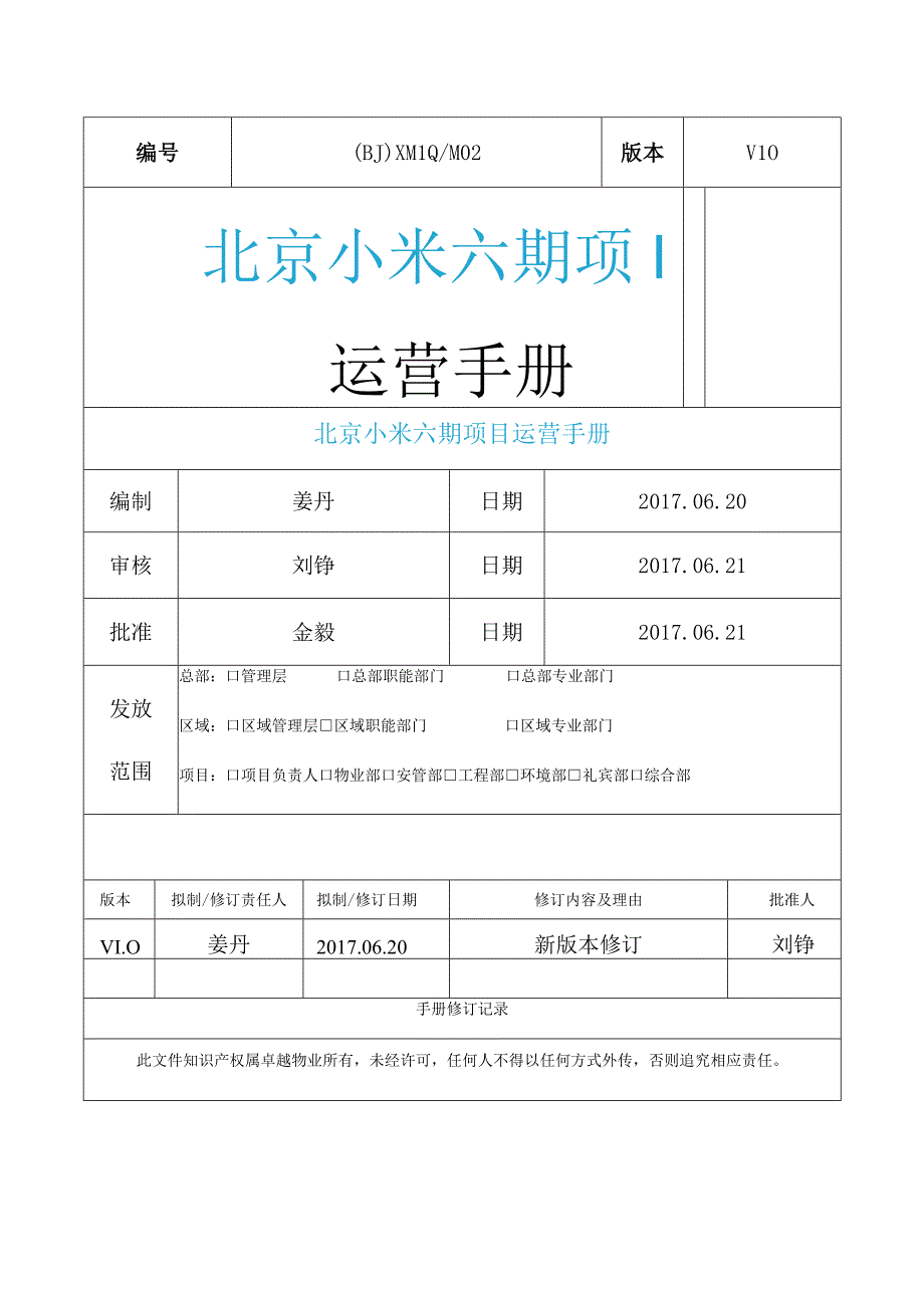 北京小米六期物业管理运营手册.docx_第1页