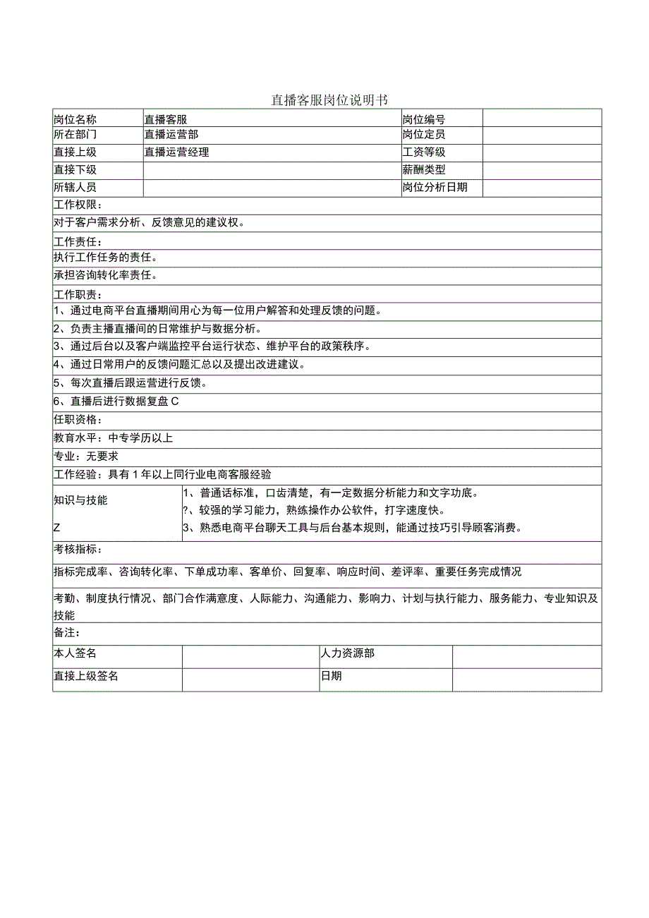 电商全套直播带货运营岗位说明书.docx_第3页