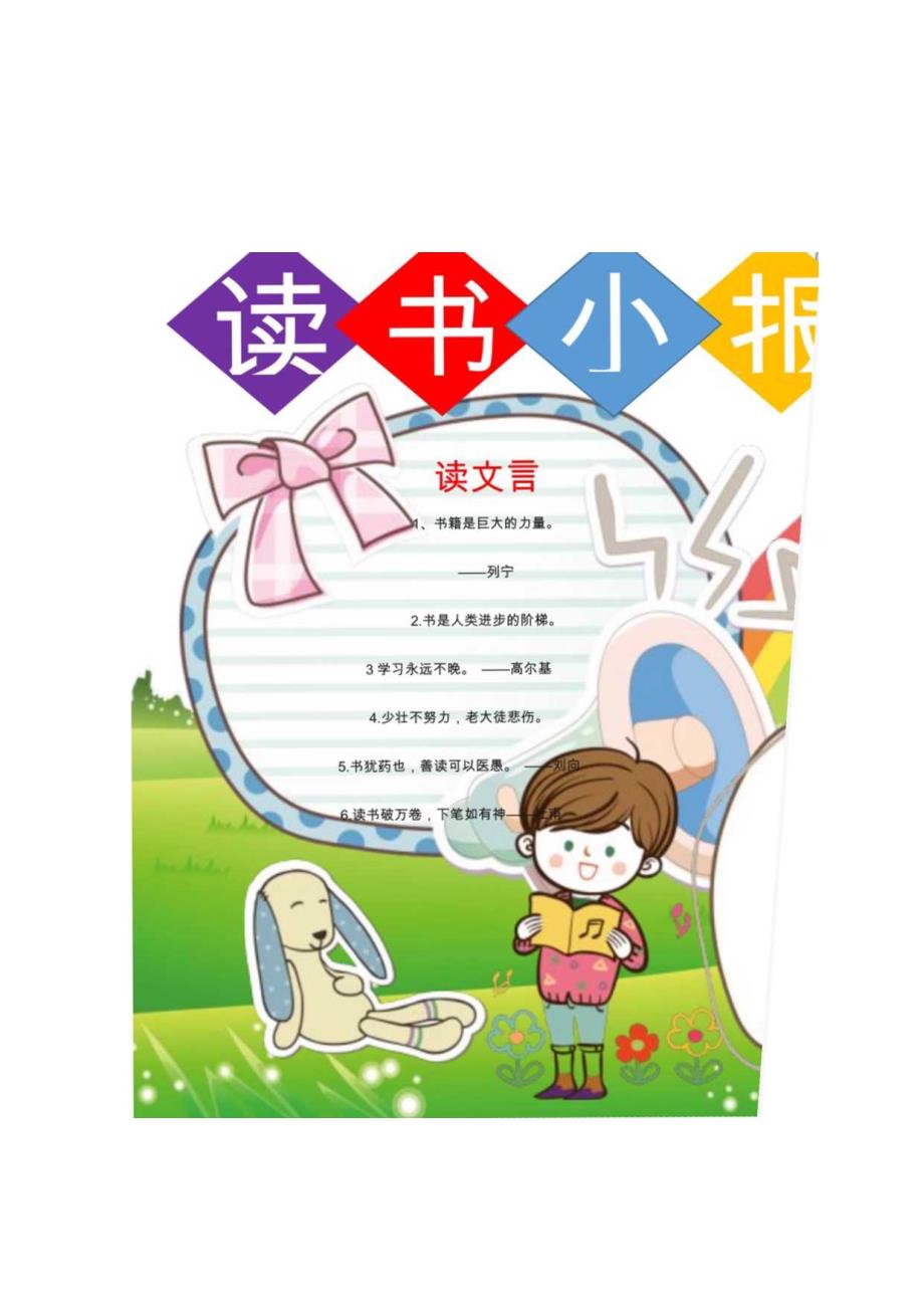 小学中学手抄报word可编辑模板 阅读读书小报 (60).docx_第2页