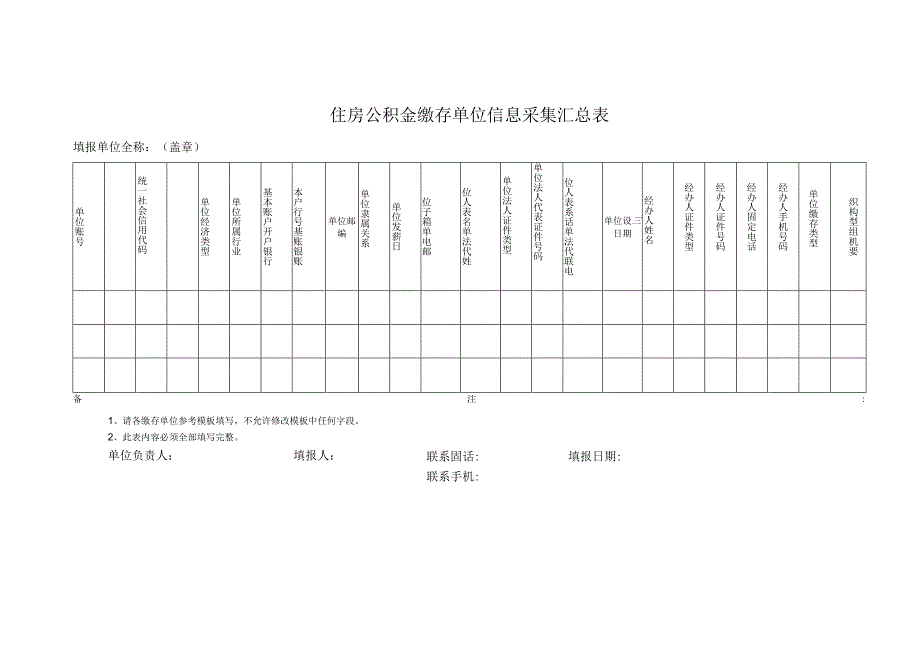 住房公积金缴存单位信息采集汇总表.docx_第1页