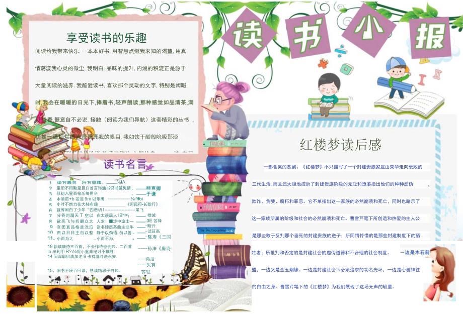 小学中学手抄报word可编辑模板 阅读读书小报 (29).docx_第1页