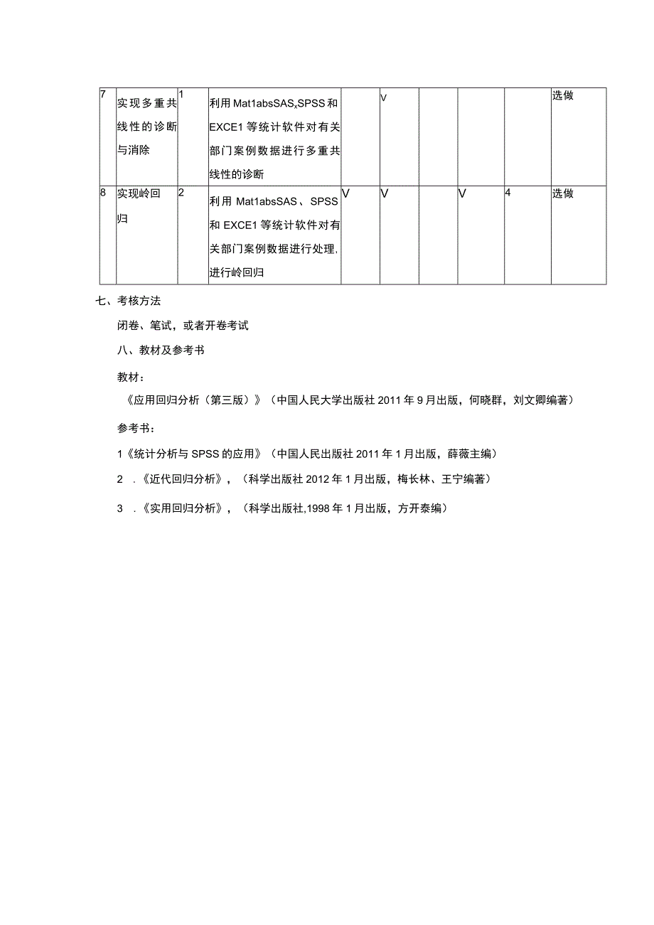 实用回归分析与实验实验教学大纲.docx_第3页