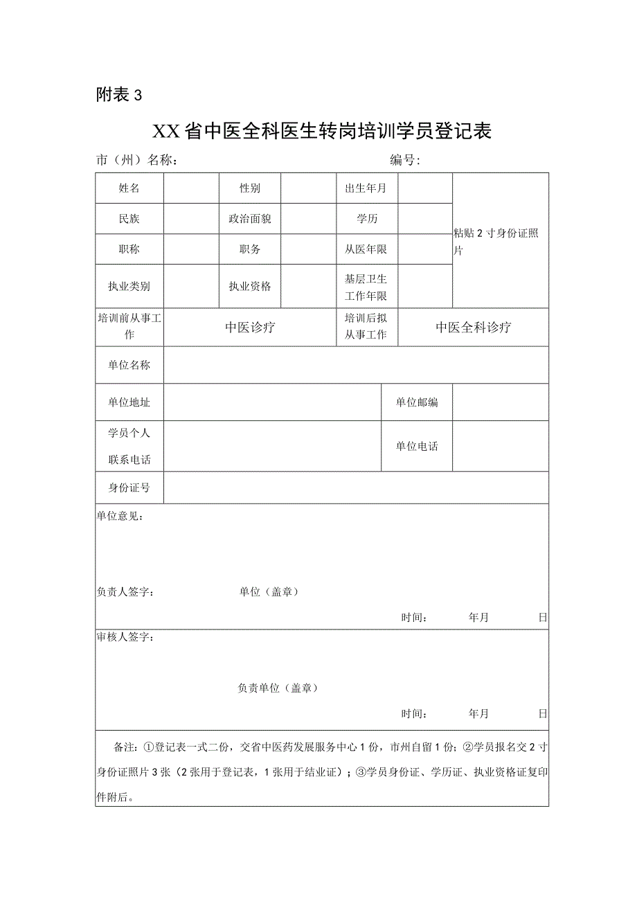 中医全科报名信息表.docx_第1页