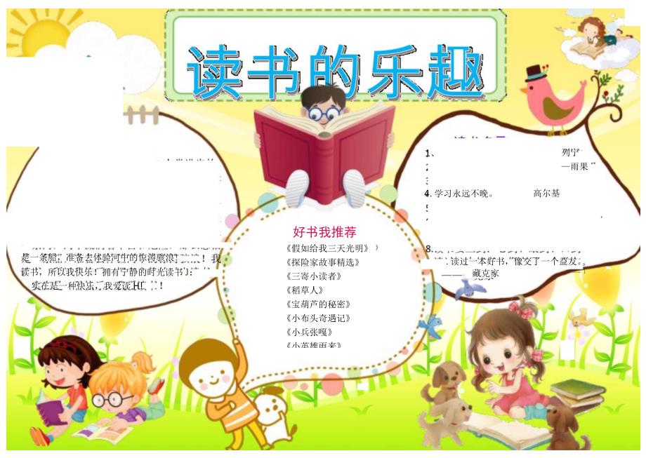 小学中学手抄报word可编辑模板 阅读读书小报 (38).docx_第1页