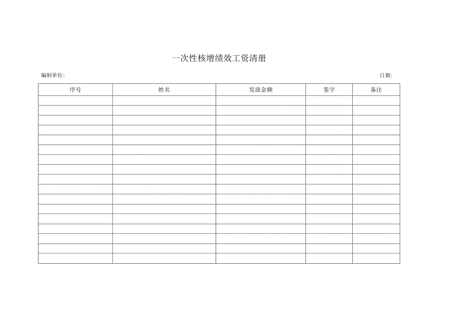 一次性核增绩效工资清册表.docx_第1页