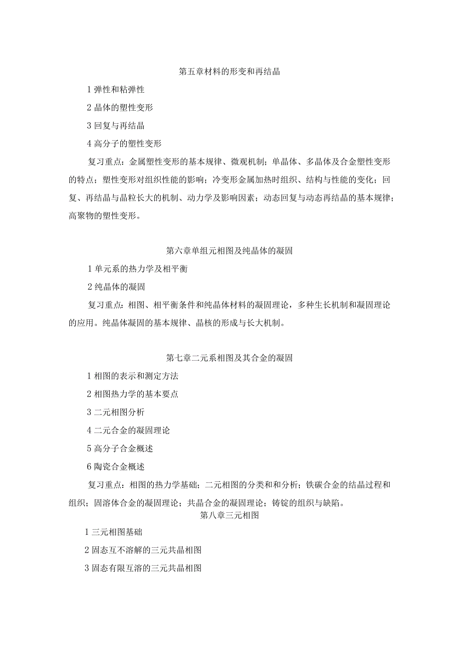 上海工程技术大学2023硕士研究生入学考试 808《材料科学基础》考试大纲.docx_第3页