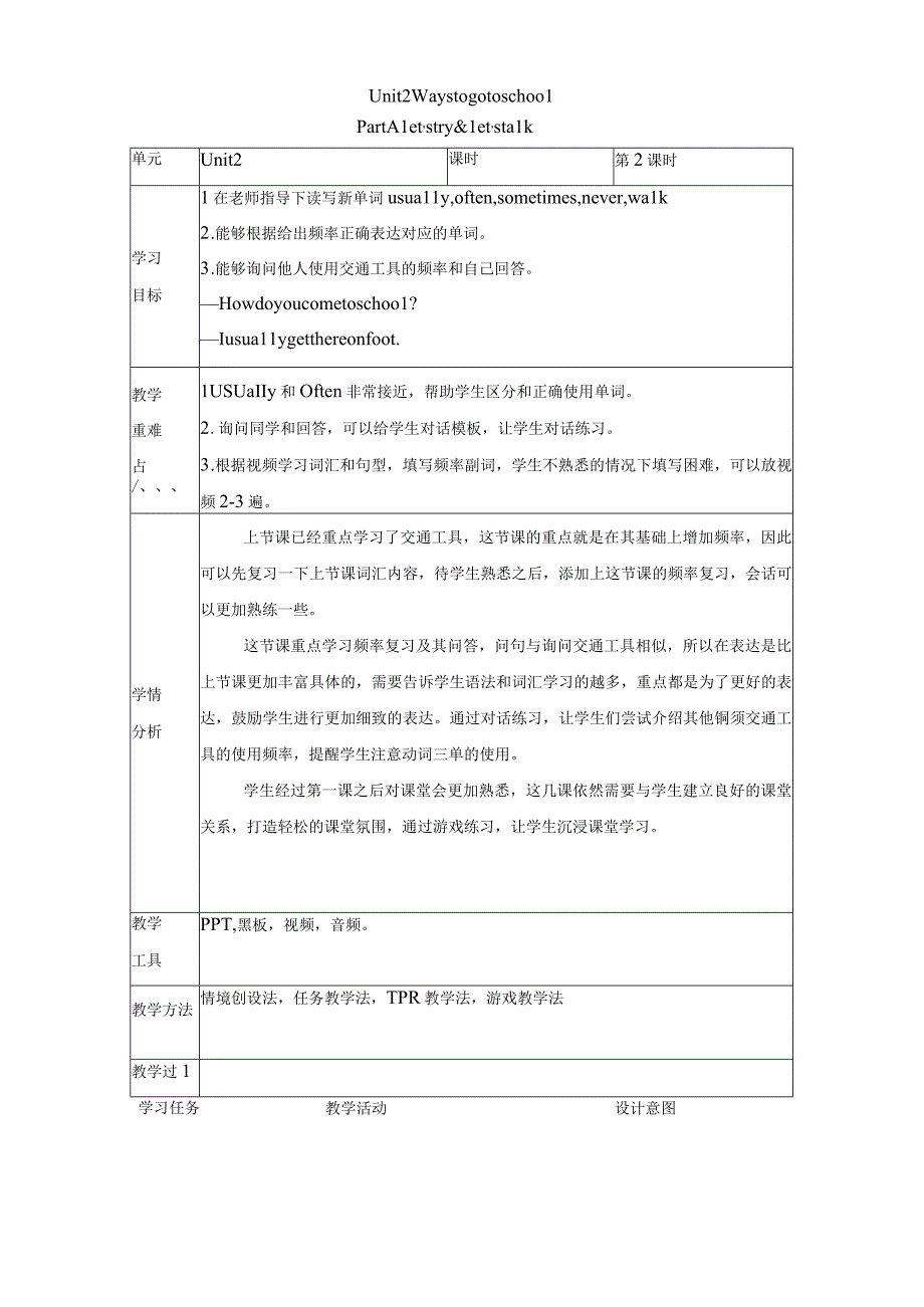 人教PEP版Unit 2 A Let’s talk第2课时优质教学设计.docx_第1页