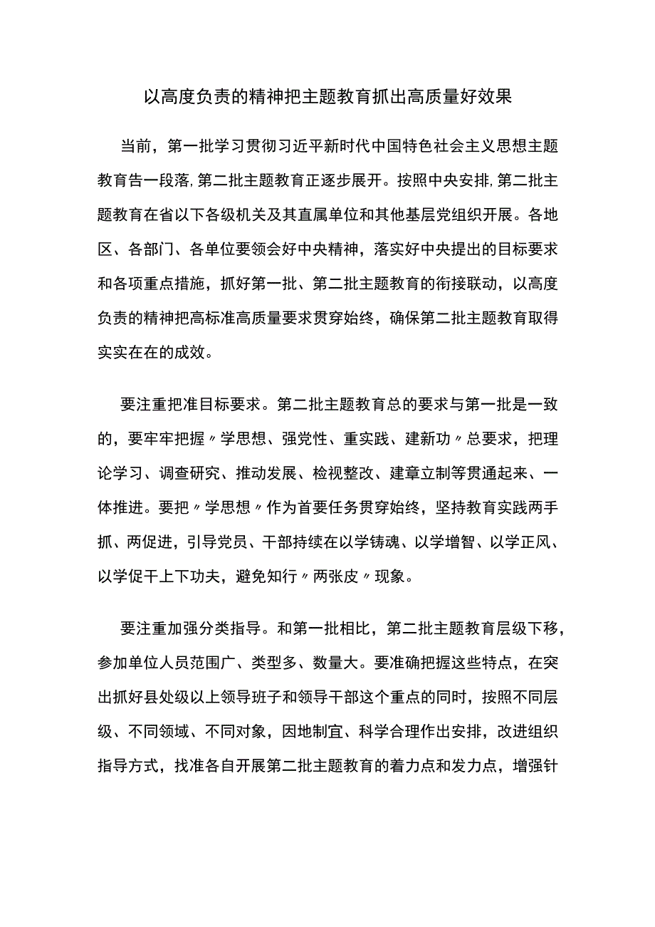 以高度负责的精神把主题教育抓出高质量好效果.docx_第1页