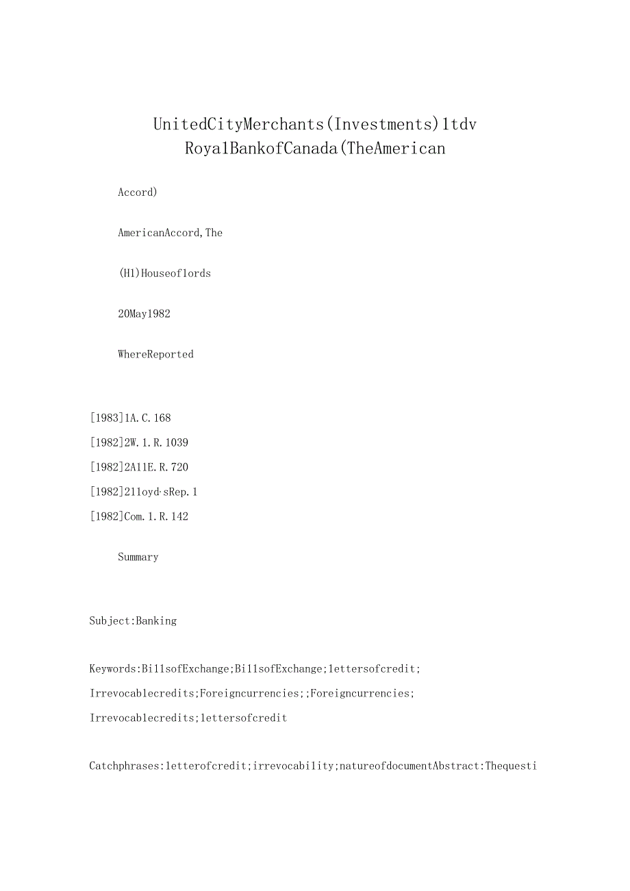 信用证欺诈案United City Merchants v Royal Bank of Canada.docx_第1页