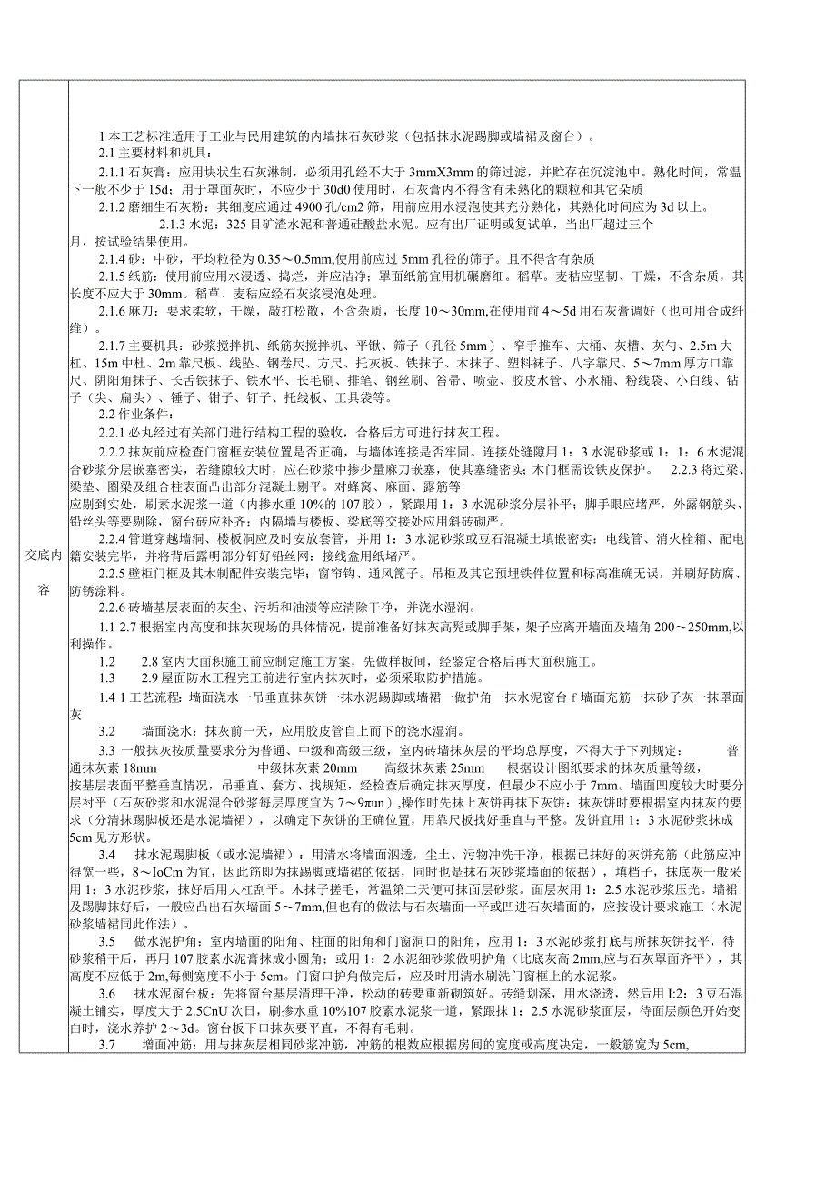 内墙抹石灰砂浆分项工程质量技术交底卡.docx_第2页