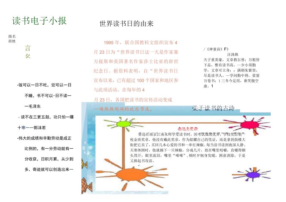 小学中学手抄报word可编辑模板 阅读读书小报 (17).docx_第1页