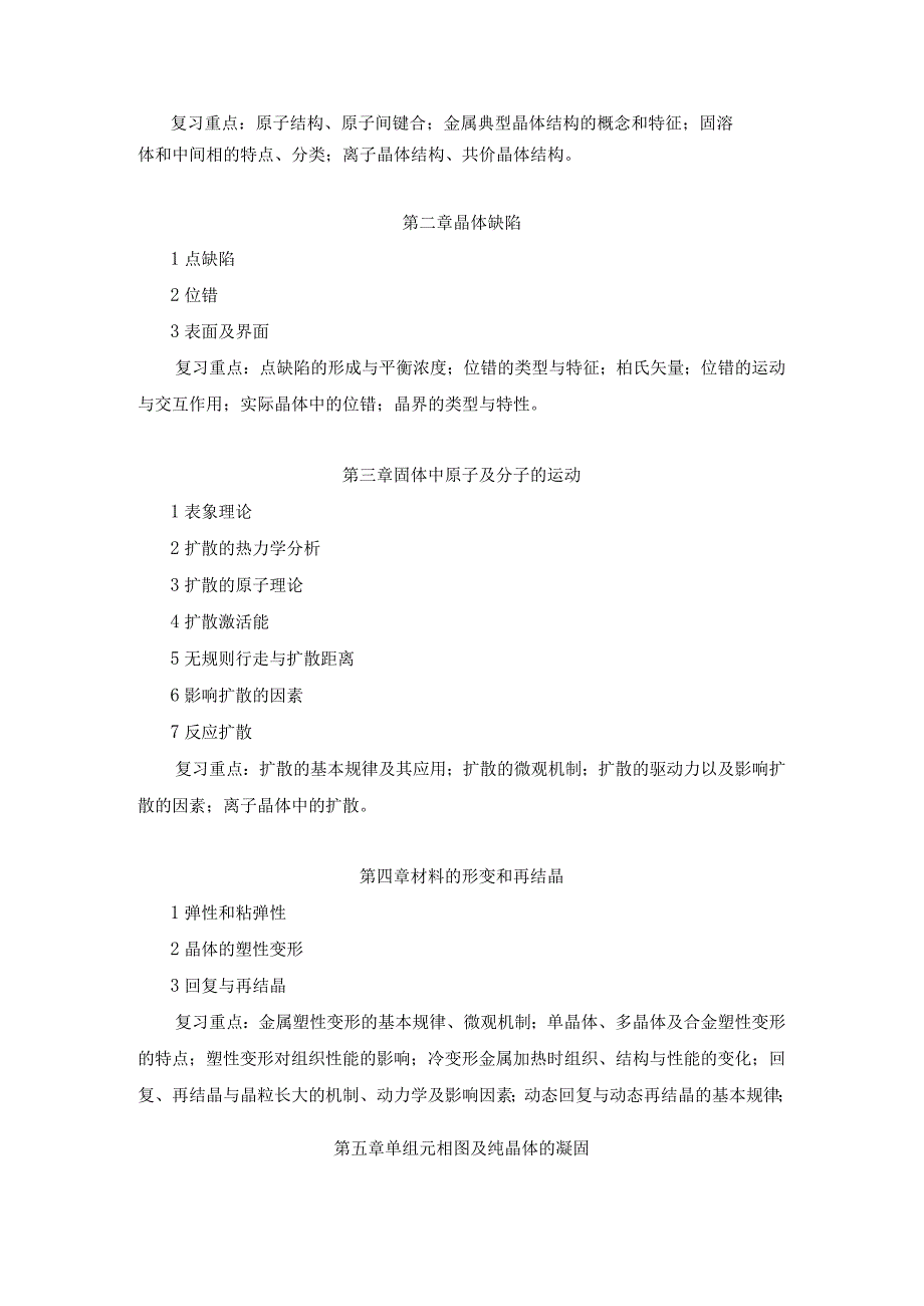 上海工程技术大学2024硕士研究生入学考试 808材料科学基础（一）考试大纲.docx_第2页