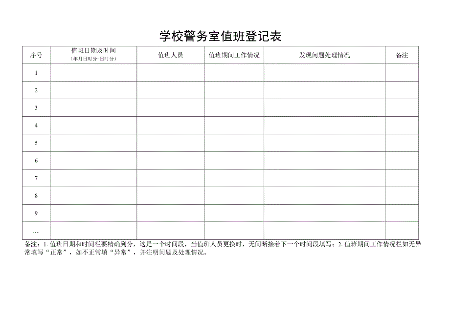 学校警务室值班登记表.docx_第1页