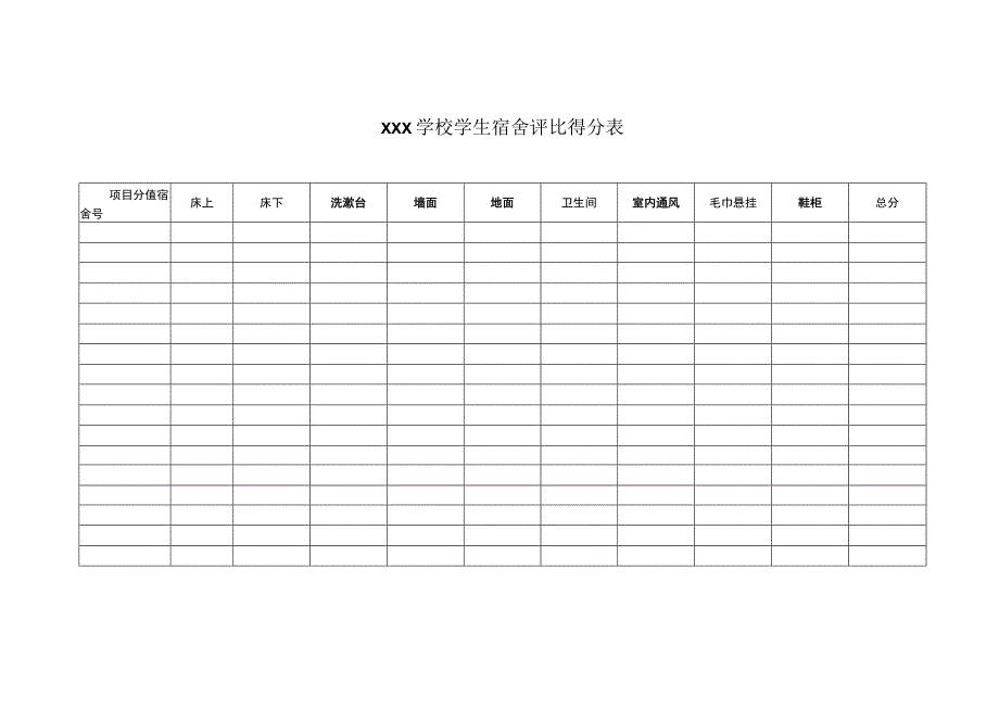 学校学生宿舍评比得分表.docx_第1页