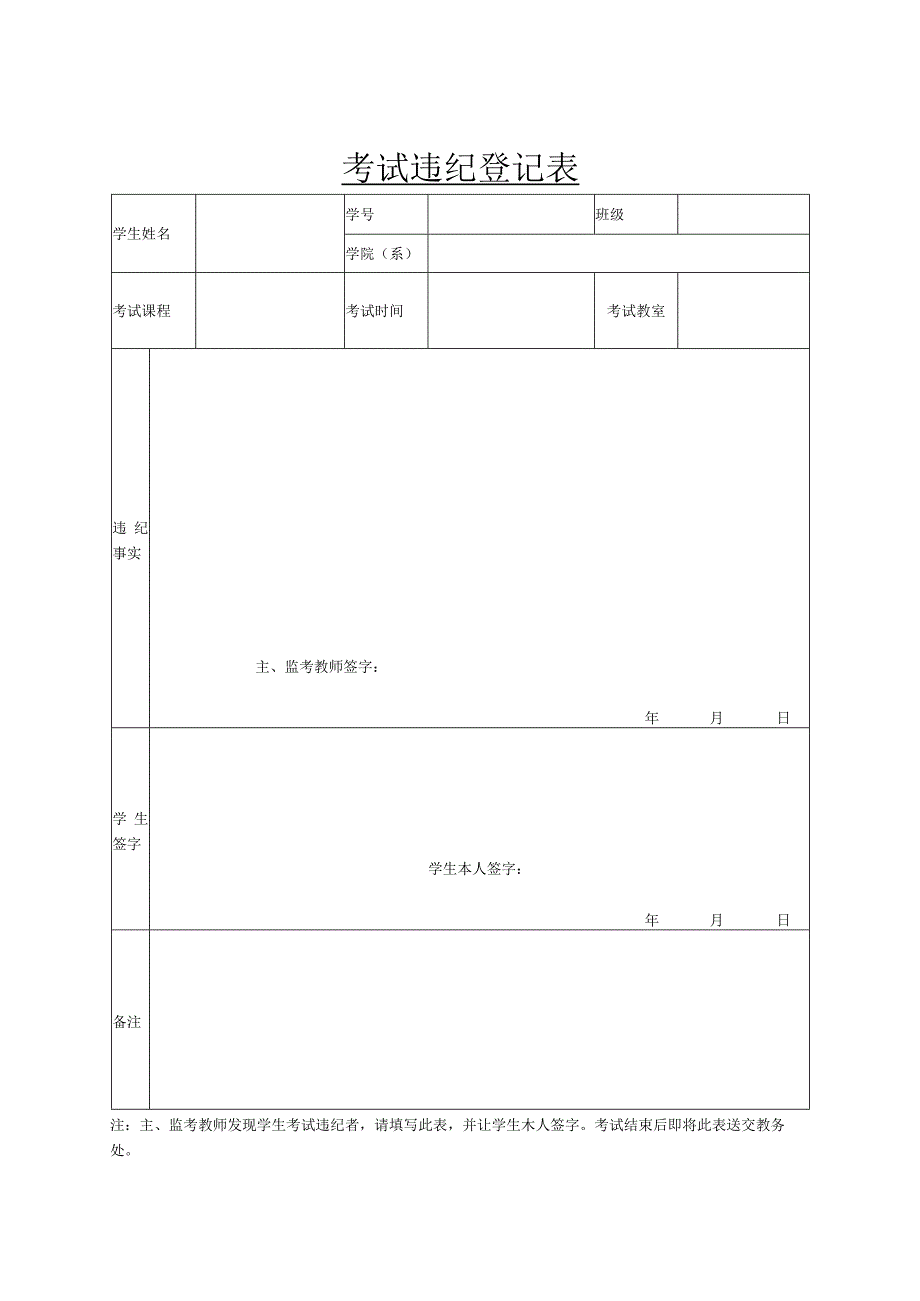 考试违纪登记表.docx_第1页